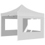 Weißes, faltbares 2x2 m Partyzelt mit Wänden und Fenstern für den Garten oder die Terrasse.