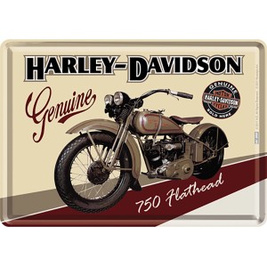 Nostalgic-Art Blechpostkarte Harley-Davidson Flathead, 10x14 cm. Geschenkidee für Motorradfans.