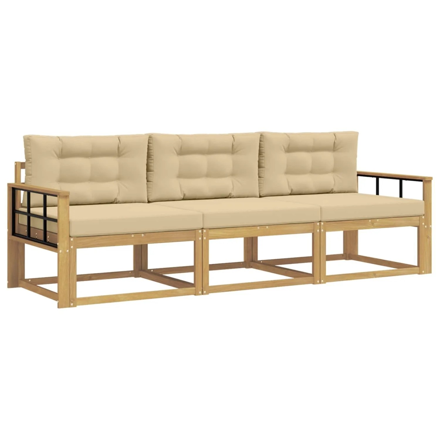 vidaXL Outdoor-Sofagarnitur mit Kissen 3 Stk Weiß und Beige Polyester 3386002