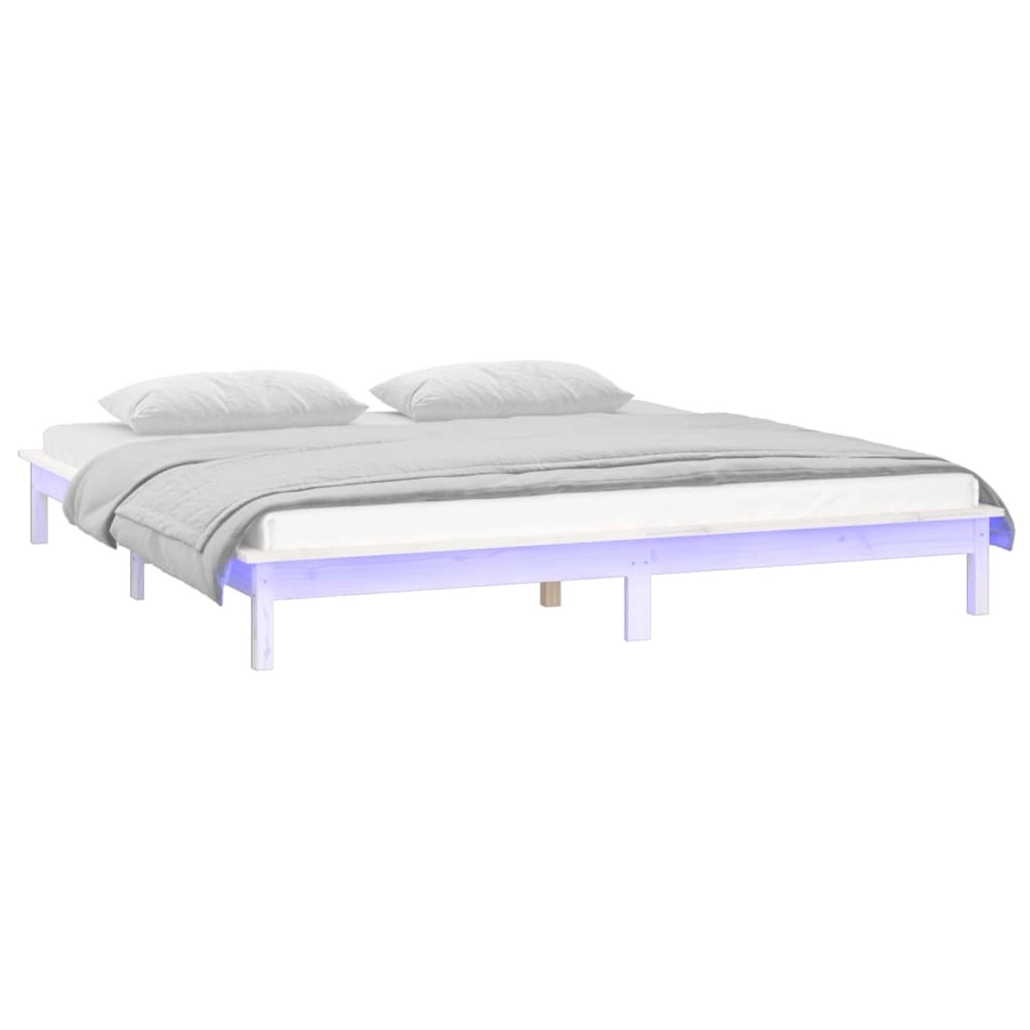 vidaXL Massivholzbett mit LEDs Weiß 120x190 cm 820642 günstig online kaufen