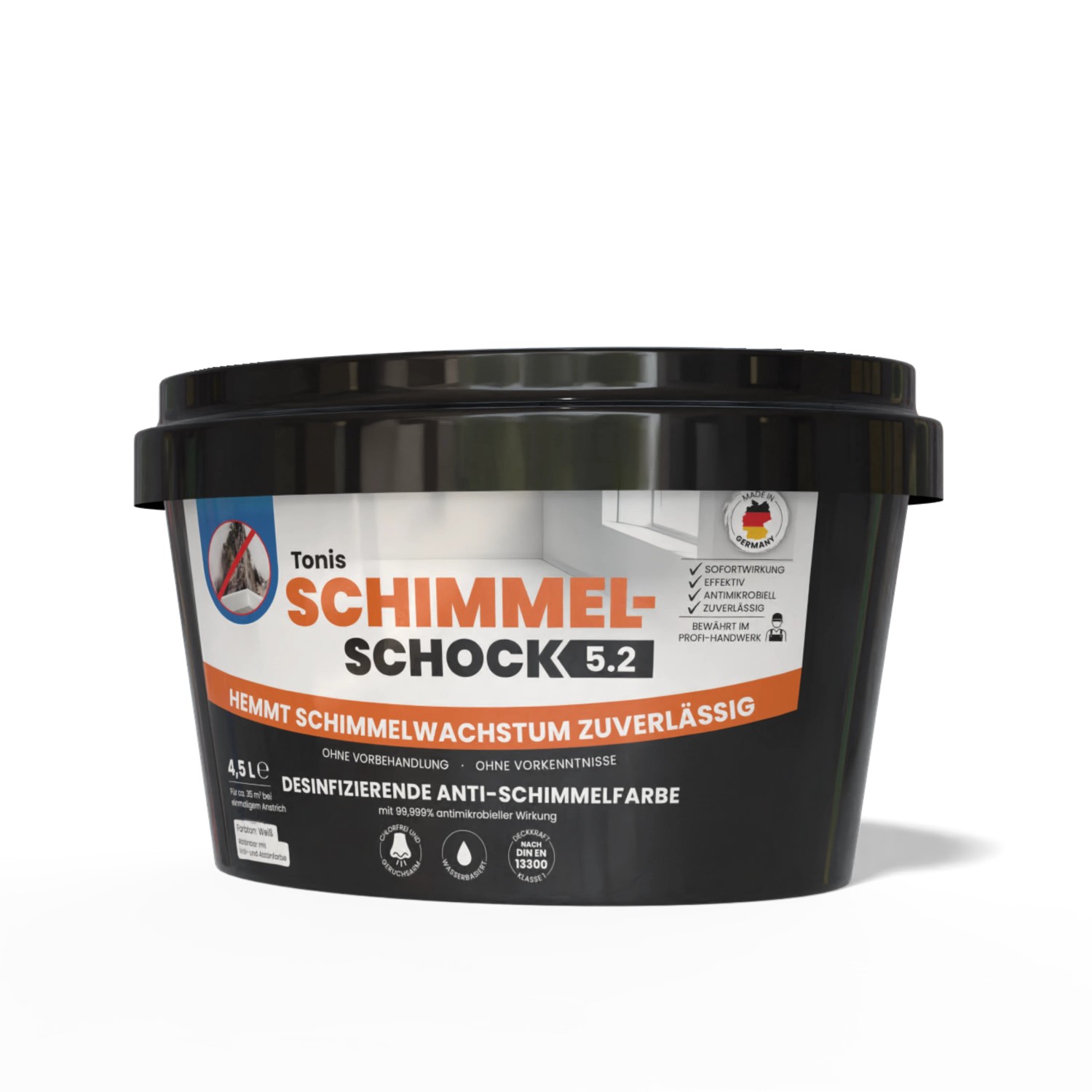 Tonis SCHIMMELSCHOCK Anti-Schimmel-Farbe 4,5 L Weiß Wandfarbe
