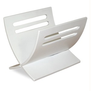 Weißer Homestyle4u Zeitungsständer aus Holz, Magazinhalter für Wohnzimmer und Büro.