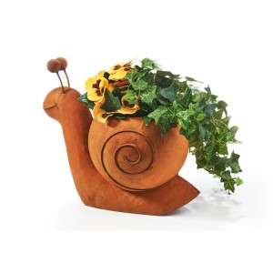 Kobolo Pflanzobjekt Schnecke SNAIL aus Metall, 31x19x26 cm, mit Bepflanzung.