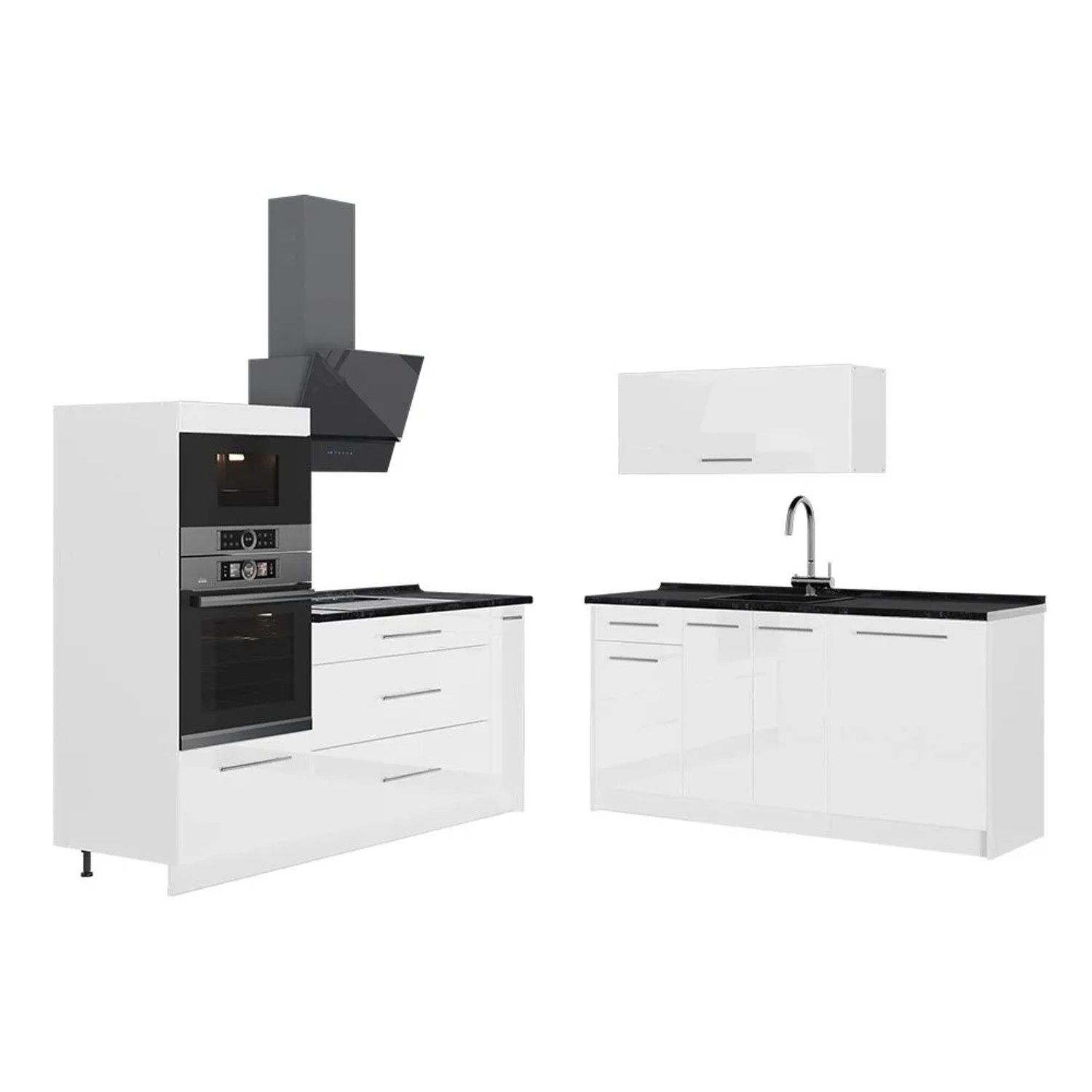 Vicco Küchenzeile Fame-Line Weiß Hochglanz/Weiß 340 x 154 AP Anthrazit Art Nr 63744