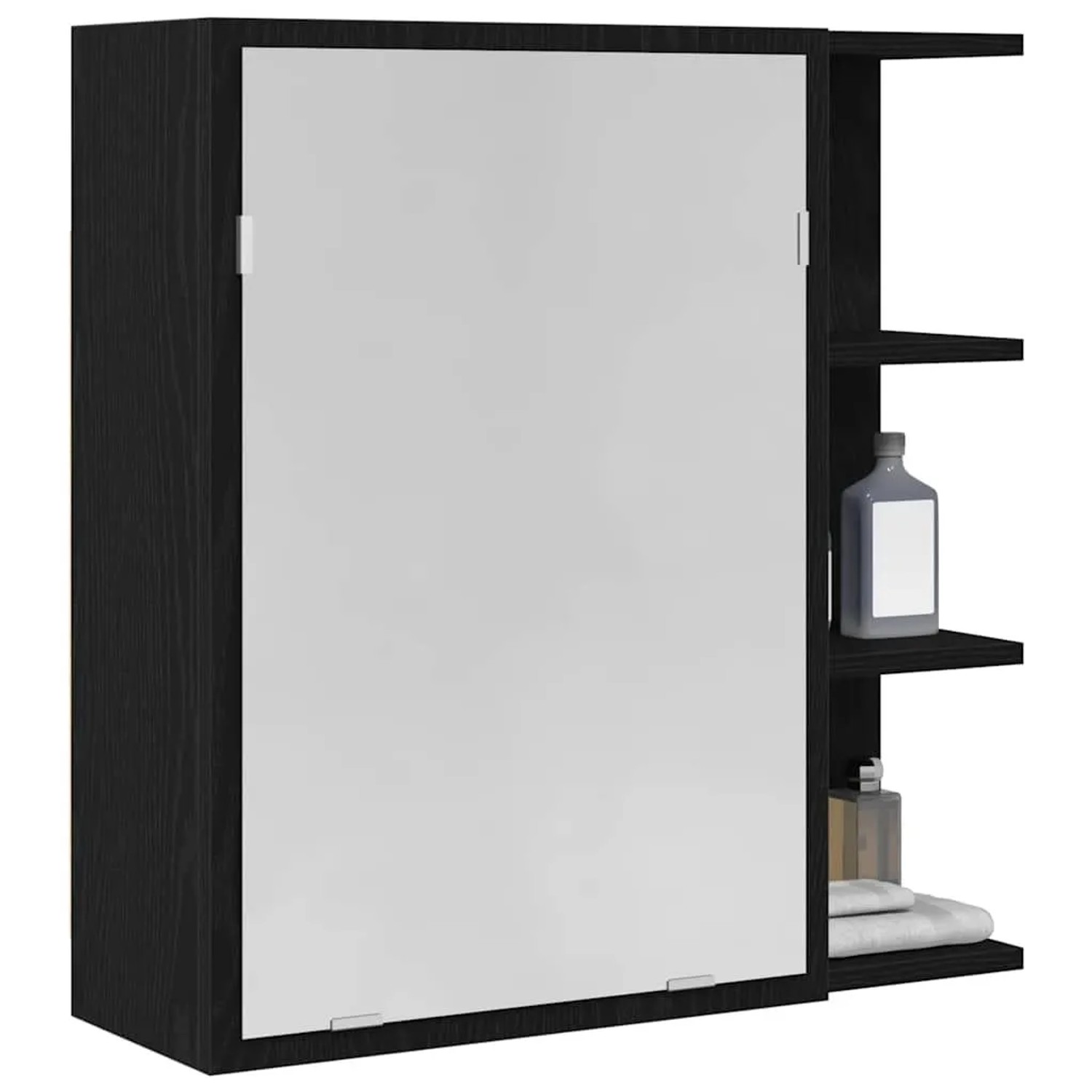 vidaXL Spiegelschrank in Schwarz Eichen-Optik mit Regal und Tür für Badezimmer.