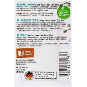 Brauns-Heitmann Eierfarben Färbeblättchen in 5 Farben für bunte Ostereier.
