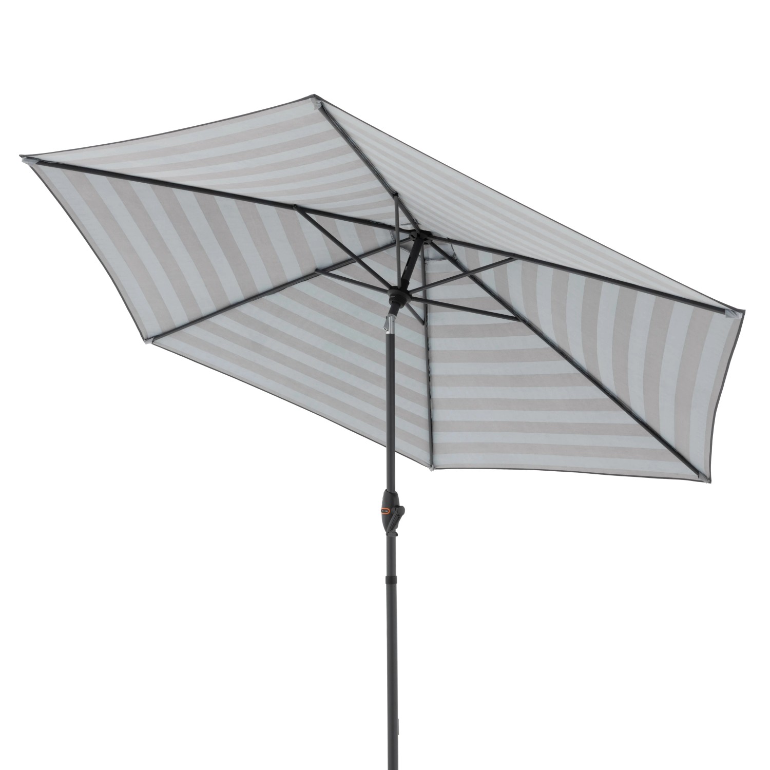 Doppler Marktschirm MyZone blau-grau gestreift mit Knickfunktion.