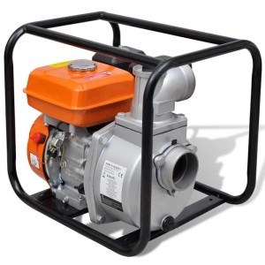 vidaXL Benzin-Wasserpumpe, 4800 W, 80 mm Schlauchanschluss, orange-schwarz, mit Stahlrahmen.