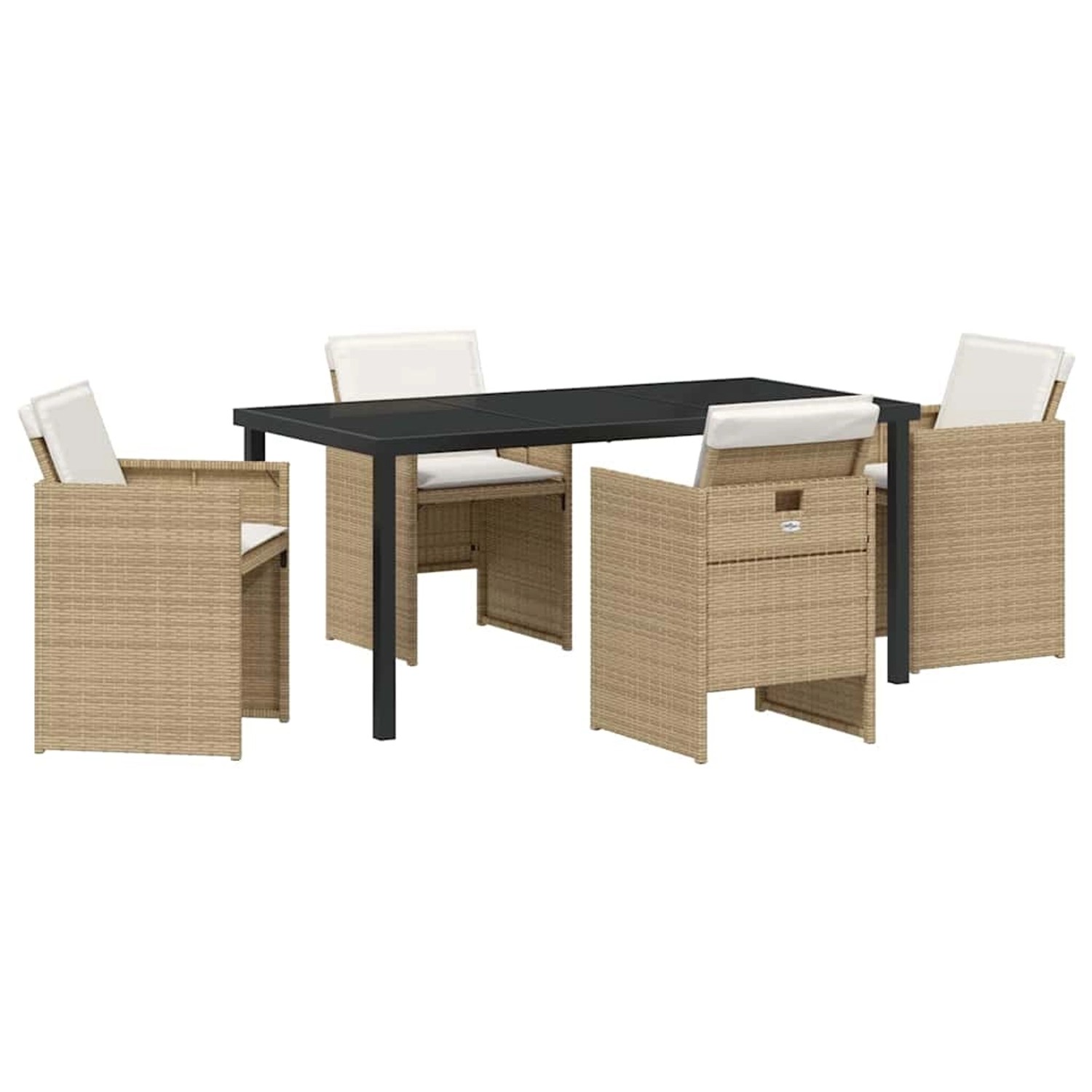 vidaXL Garten Essgruppe mit Kissen Falten 5-Tlg Beige Poly Rattan 3379958 günstig online kaufen