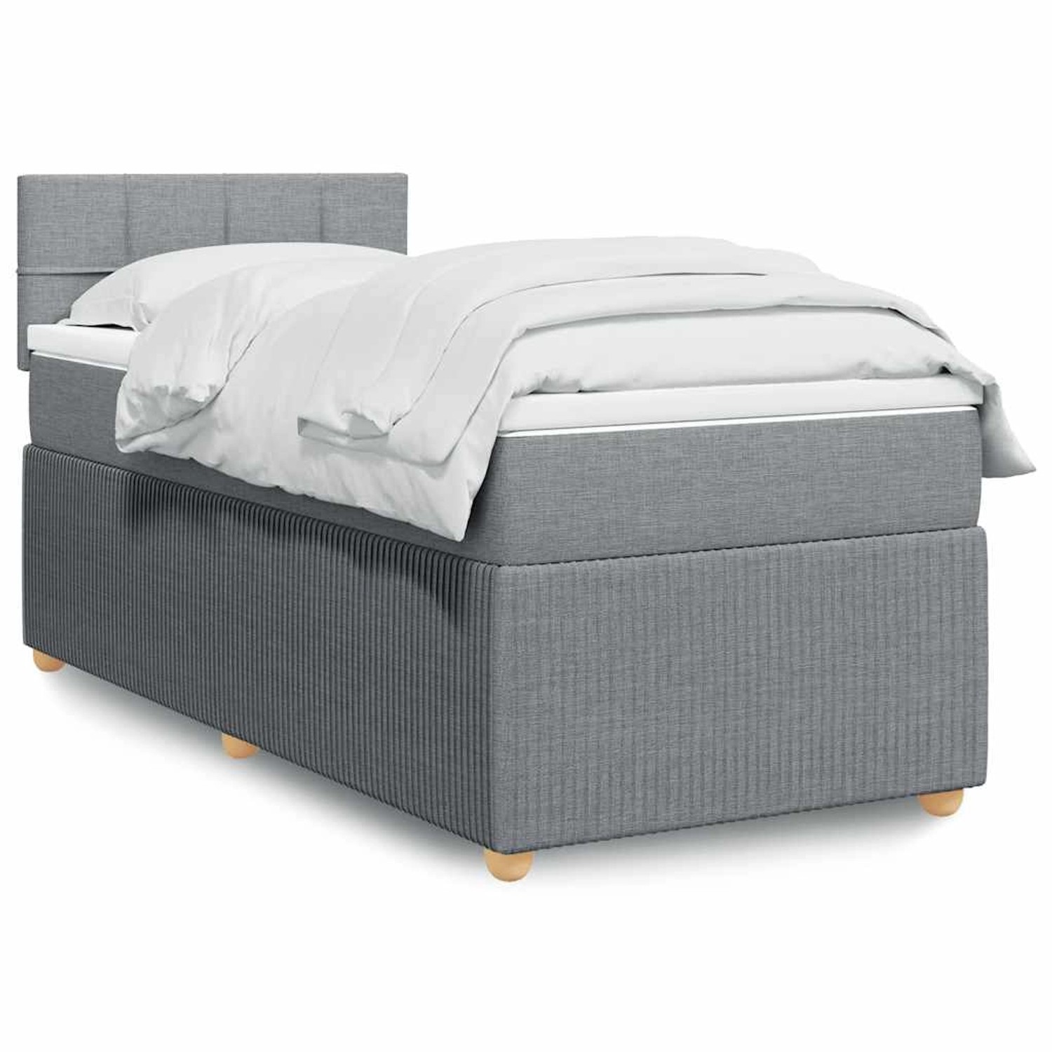 vidaXL Boxspringbett mit Matratze Hellgrau 90x200 cm Stoff 3289639 günstig online kaufen