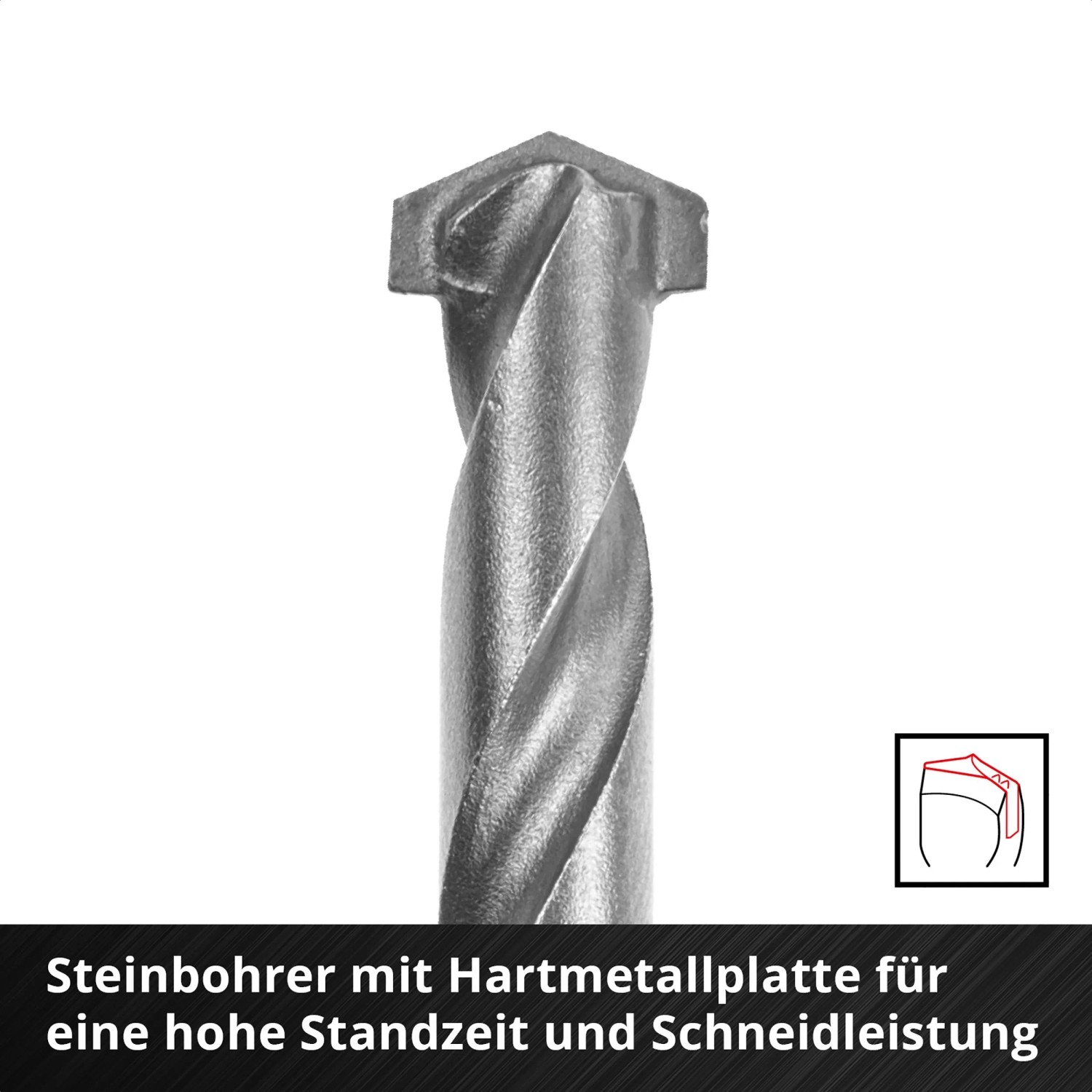Nahaufnahme eines Einhell Steinbohrers aus dem 33-teiligen Bit-Set, Werkzeug-Set.