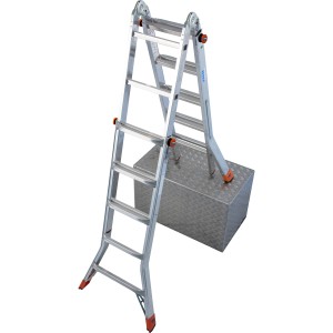 Krause TeleMatic Gelenk-Teleskopleiter, 4x5 Sprossen, als Anlegeleiter oder Stehleiter nutzbar.