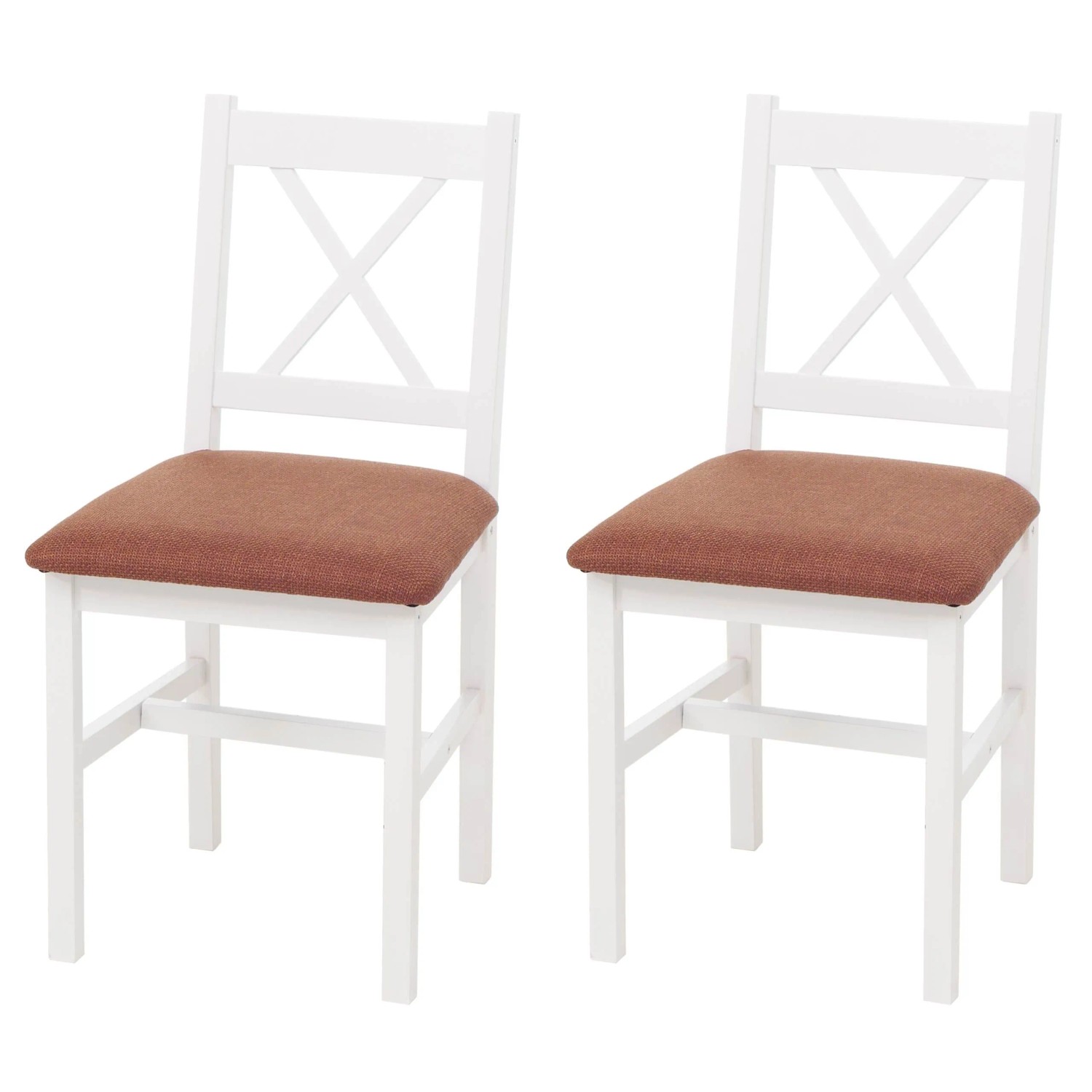 MCW Esszimmerstuhl F77 2er-Set Weiß Polster Terrakotta günstig online kaufen