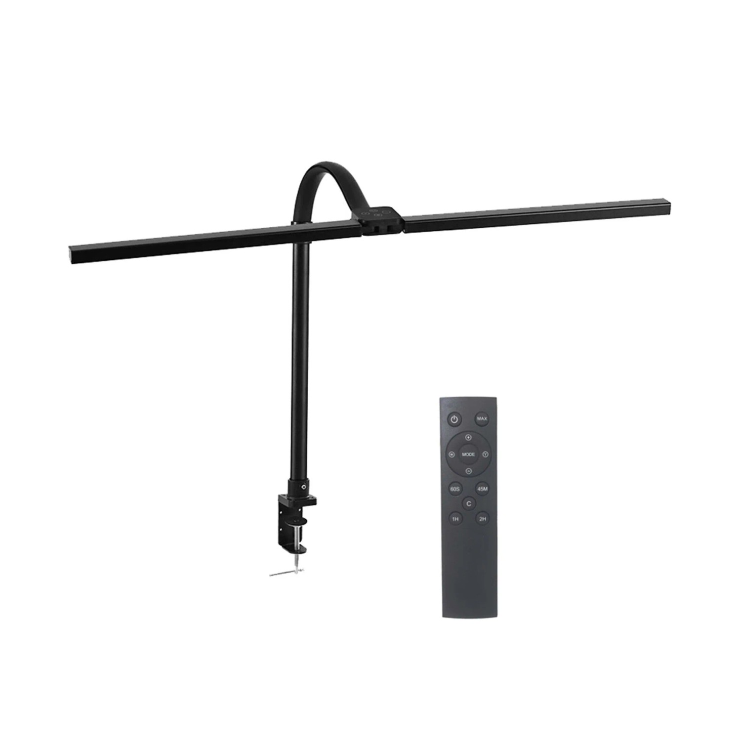 Relaxdays Schreibtischlampe Metall Schwarz LED Klemmbar Dimmbar mit Fernbedienung 75,5 cm x 80 cm x 5,5 cm
