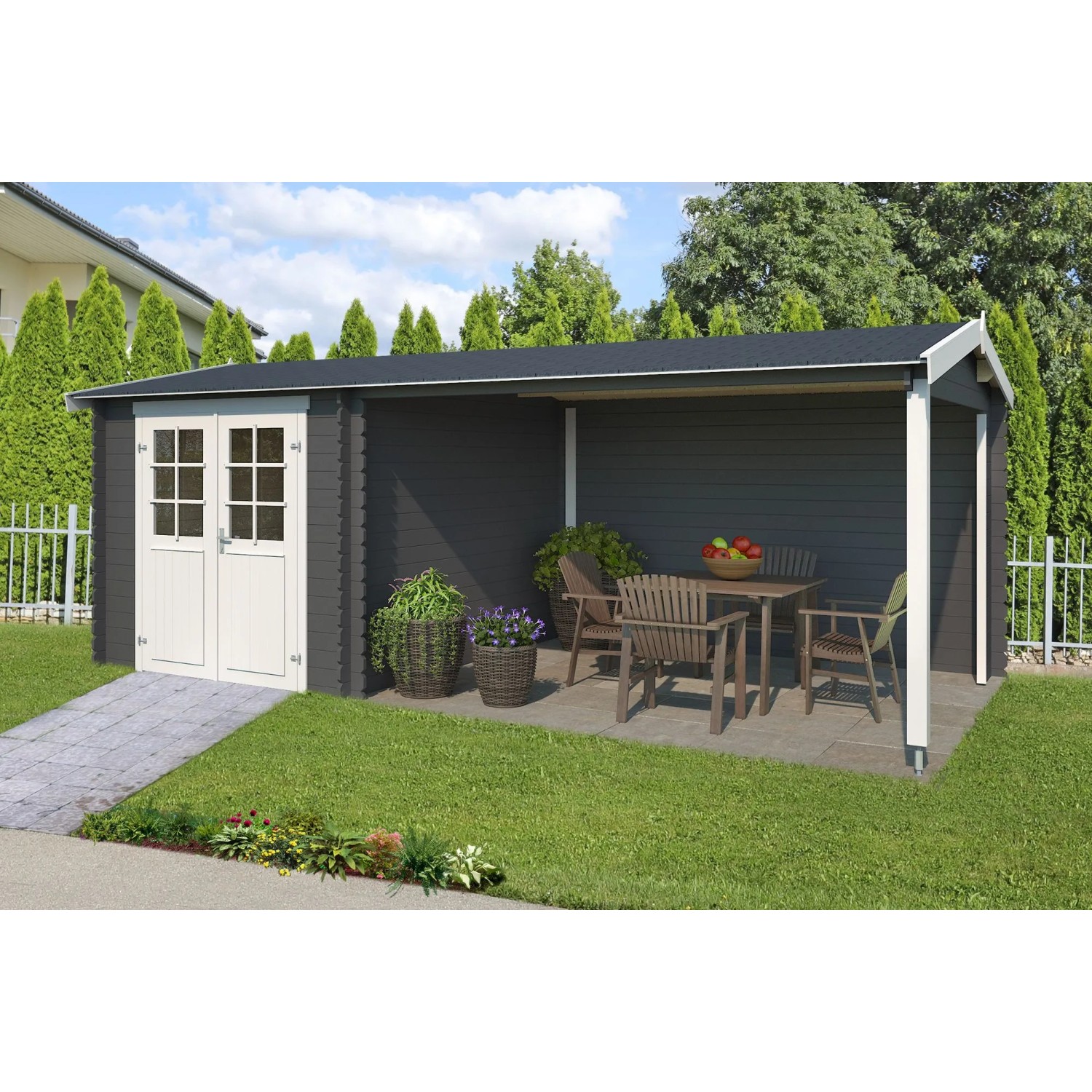 Lasita Gartenhaus Ivana 570 cm x 275 cm Carbongrau