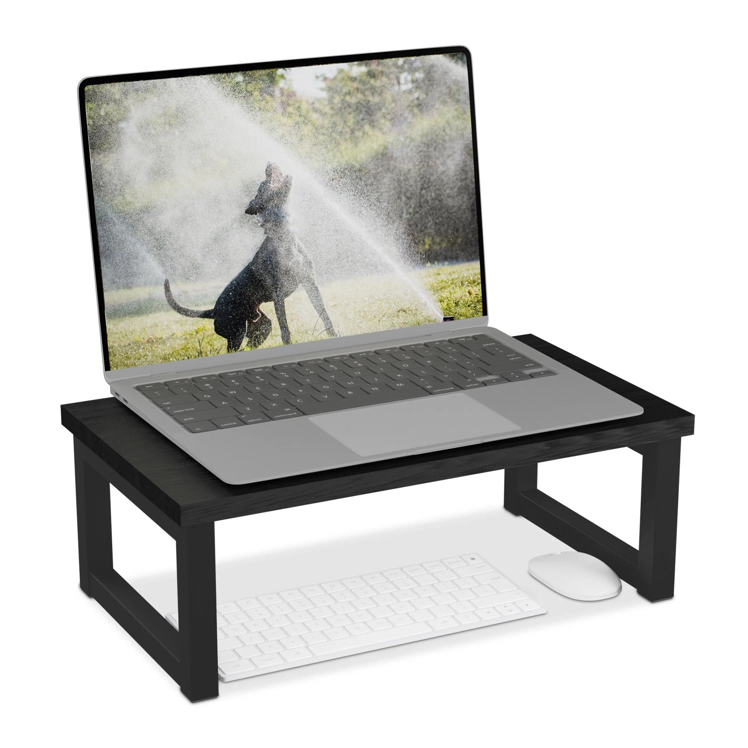 Relaxdays Monitorständer MDF Eisen Schwarz Ergonomisch 15 cm x 40 cm x 23 cm 1,6 kg