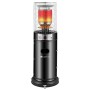 Schwarzer Juskys Gasheizer Cuna mit Schutzgitter und Flamme.