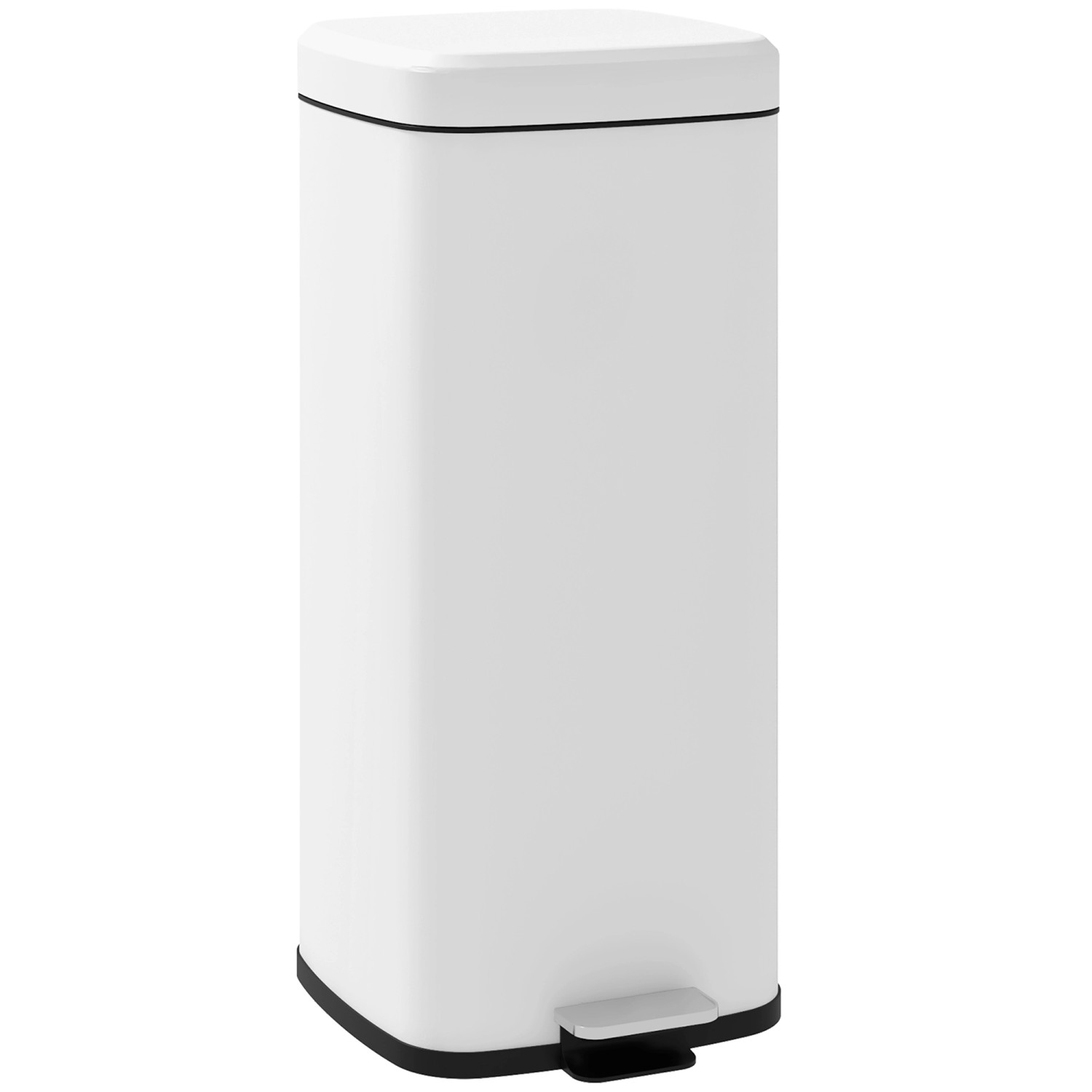 HOMCOM Mülleimer Metall Kunststoff Weiß 28L x 35B x 63,5H cm günstig online kaufen