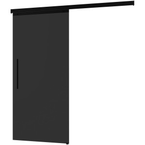 Schwarze inova Glasschiebetür, satiniert, mit Stabgriff. Komplettset für einfache Montage.