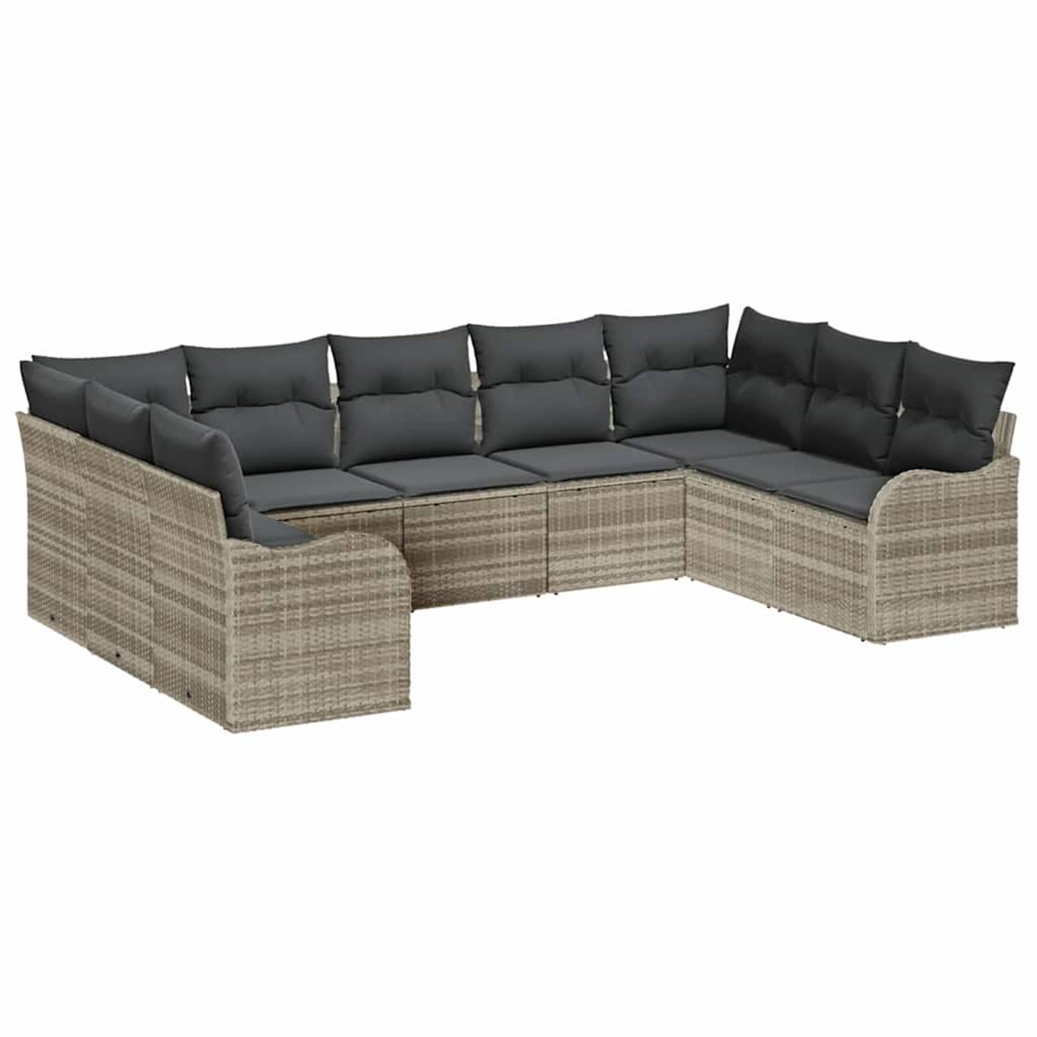 vidaXL Garten-Sofa-Set mit Kissen 9-Tlg Hellgrau Poly Rattan 3345862 günstig online kaufen
