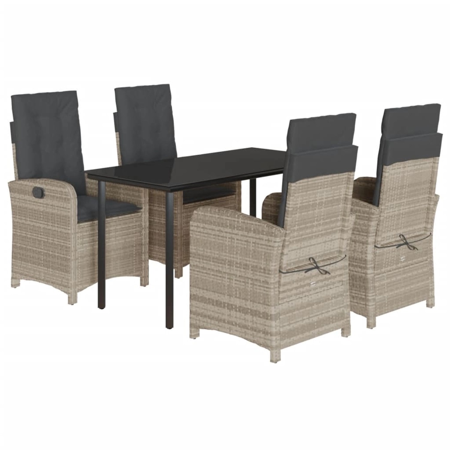 vidaXL 5-Tlg Garten-Essgruppe mit Kissen Hellgrau Poly Rattan 3212423 günstig online kaufen