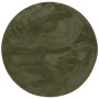 Runder, tannengrüner Fellteppich „Pergamon Luxus Super Soft“ mit weicher Oberfläche, 160 cm Durchmesser.