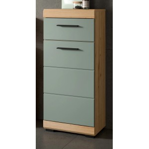 Inn.Furn Badezimmer Kommode in Grün und Eiche 37 x 88 cm Shawn