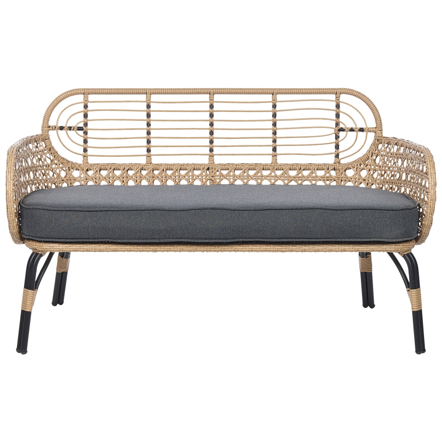 Beliani Gartensofa Naturfarben Beige Grau Schwarz 59x122x79 günstig online kaufen