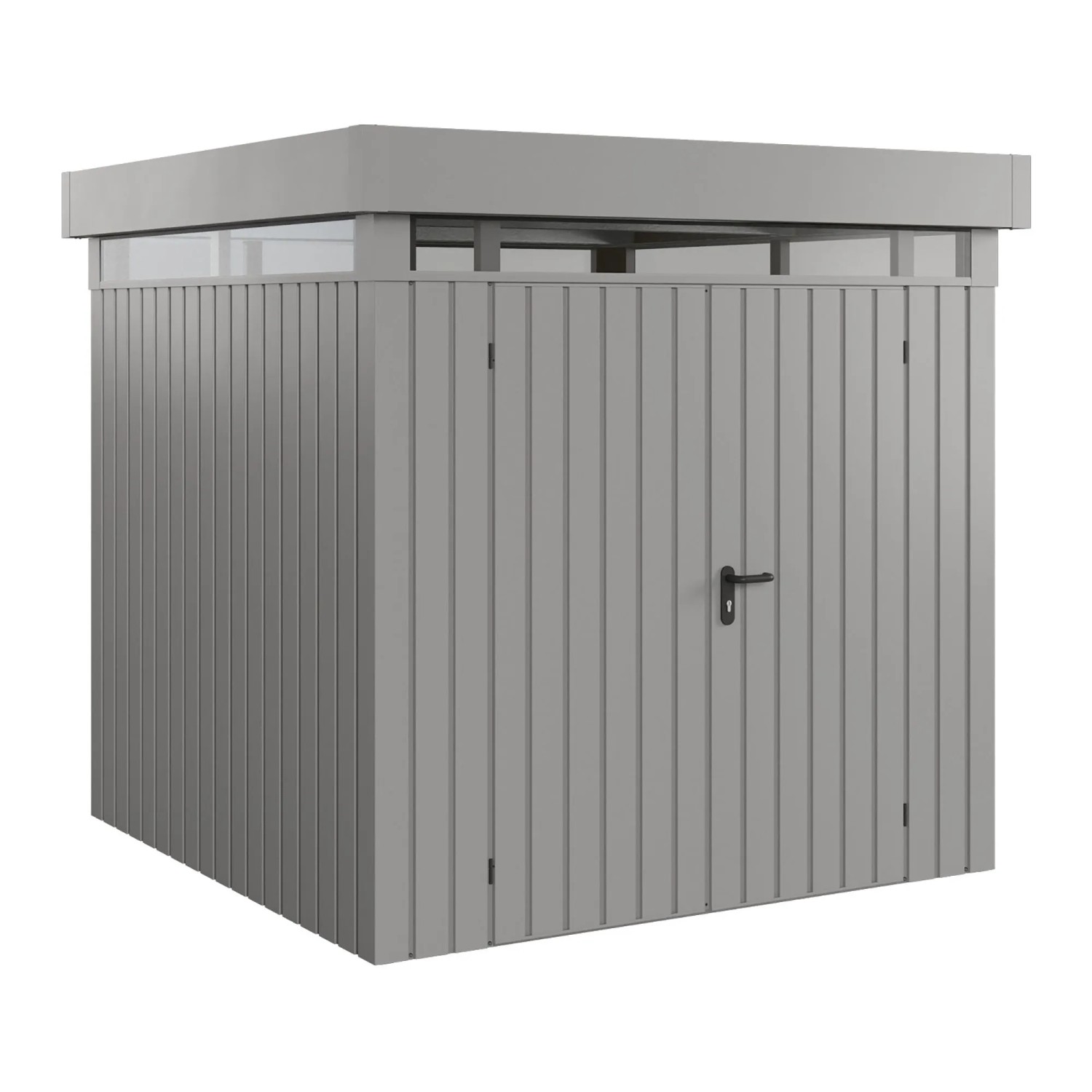 EcoStar Gerätehaus Euroline Flachdach Lichtband 229 cm x 227 cm Grau 2-flg.