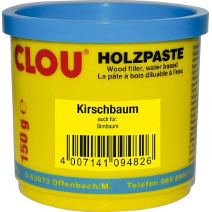 Clou Holzpaste, wasserverdünnbar, Farbton Kirschbaum, 150g Dose für Holzreparaturen.