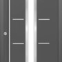Anthrazitfarbene Haustür Thermospace Milano Prime mit Glaseinsatz und Edelstahlgriff.