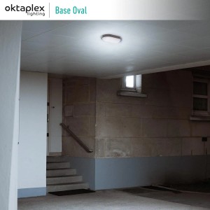 Oktaplex LED Ovalleuchte, 9W, neutralweiß, IP65, als Deckenleuchte in Keller oder Garage.