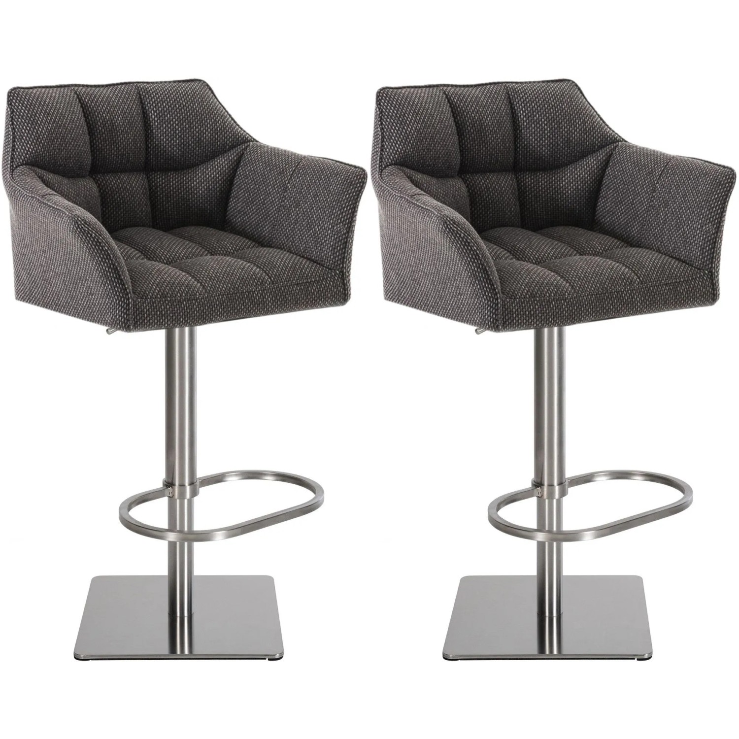 DELUKE 2er Set Barhocker SIHAR Stoff Titangrau 64x45x88cm Silber Barstuhl Höhenverstellbar Mit Lehne Drehbar Tresenhocker Tresenstuhl