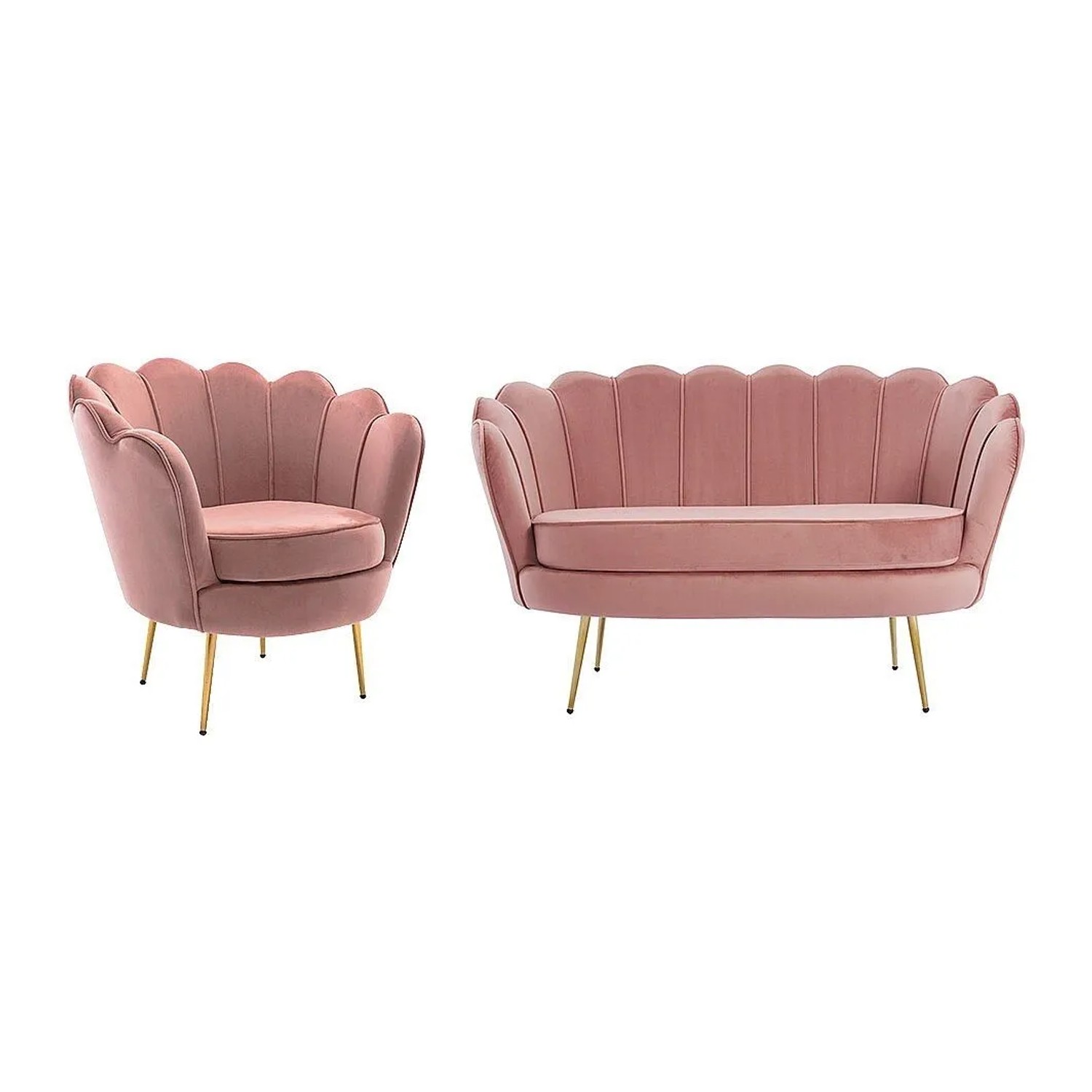 Vente-unique Couchgarnitur Mit Sessel Dandelion Rosa 124 cm  78 cm