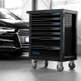 Schwarzer Güde Werkstattwagen GW7 Black Line mit 226-teiligem Werkzeugset und Rollen.