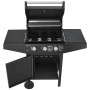 Juskys BBQ Gasgrill Louisiana mit 3 Brennern, Grillrost, Seitenablagen und offener Tür.