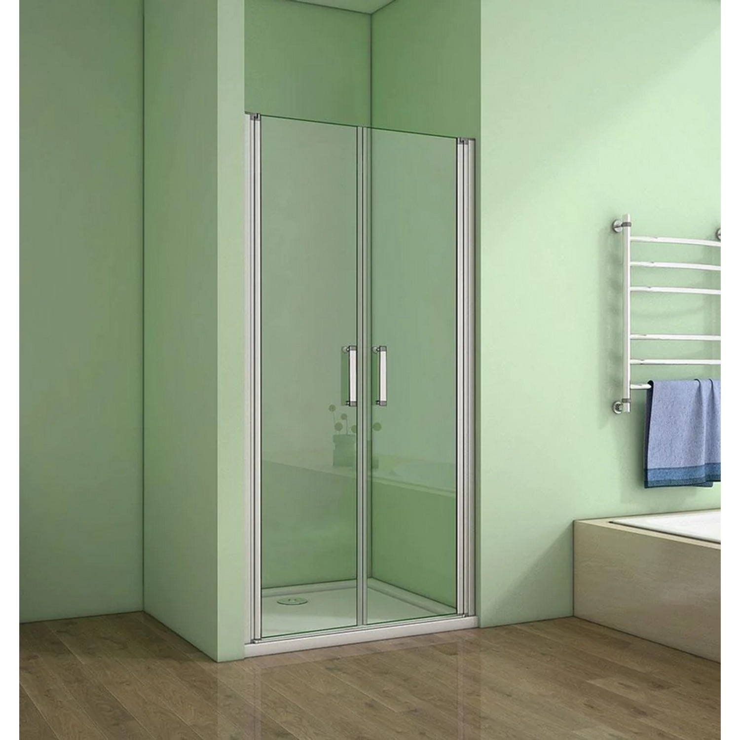 Duschparadies 90x185cm Duschtür Nischentür Duschabtrennung 5mm ESG Sicherheitsglas Schwingtür Doppeltür Glas Dusche_2