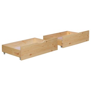 Homestyle4u Bettkasten 2er Set, braun, 82x22x53 cm, aus Kiefer massiv, zur Aufbewahrung unter Betten.