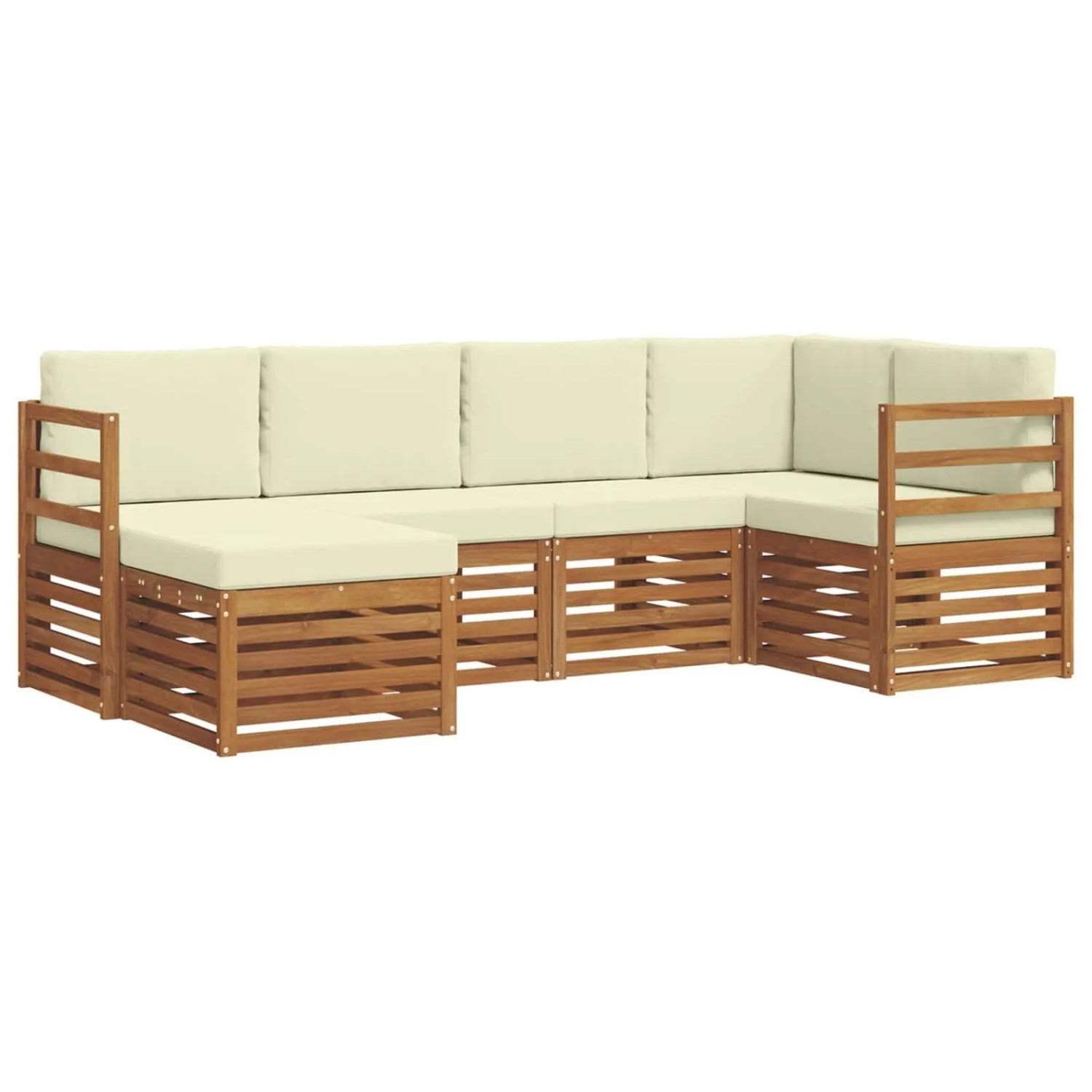 vidaXL Sofagarnituren 6 Tlg Natur und Creme Massivholz Akazie 3375070
