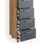 Vicco Badschrank Ilias in Eiche/Anthrazit (30x95 cm) mit fünf Schubladen für Badutensilien.