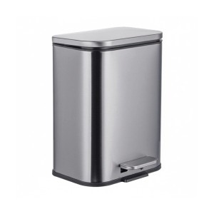 Relaxdays Mülleimer Edelstahl Silber Fingerprint-Schutz Tretpedal Softclose 27 cm x 21 cm x 19 cm 5 l