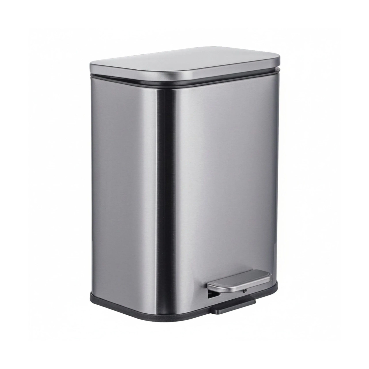 Relaxdays Mülleimer Edelstahl Silber Fingerprint-Schutz Tretpedal Softclose 27 cm x 21 cm x 19 cm 5,
