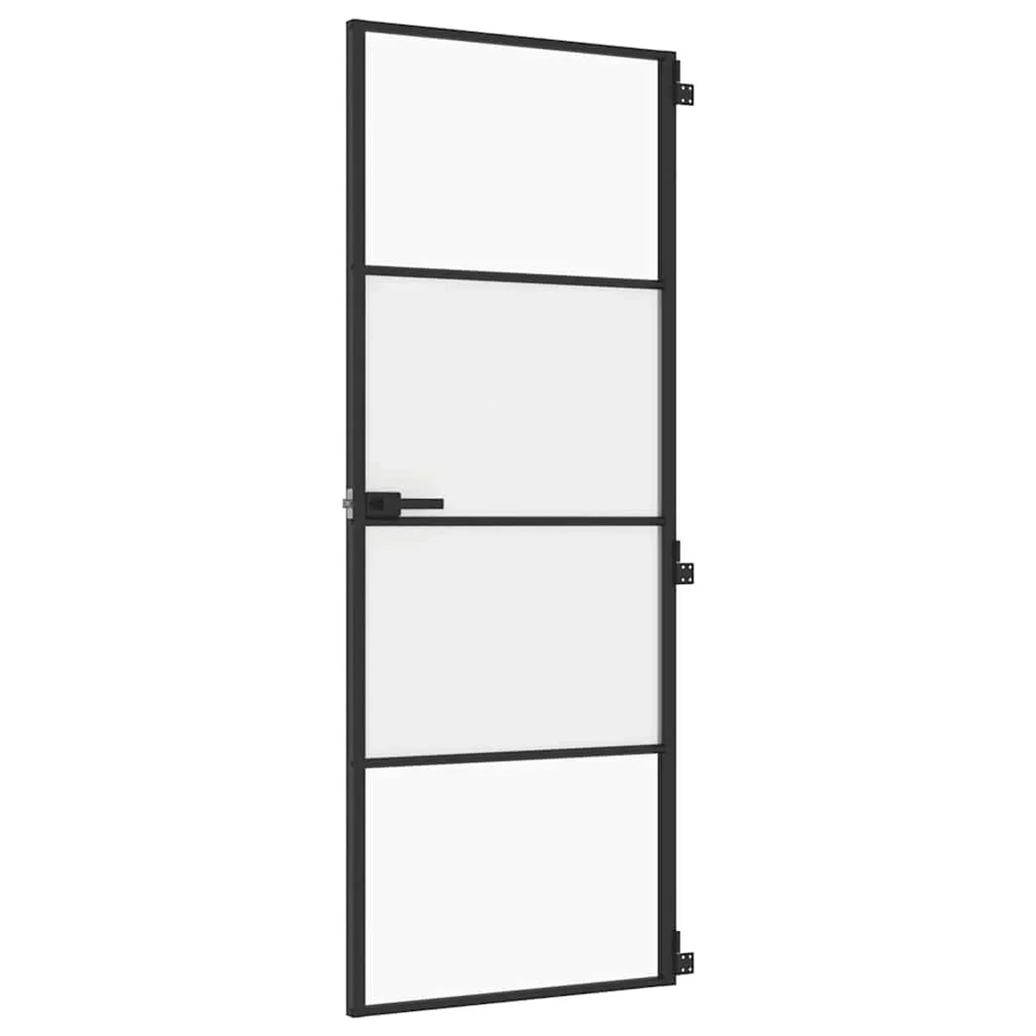 vidaXL Innentür Schlank Schwarz 76x201,5 cm Hartglas und Aluminium 155116