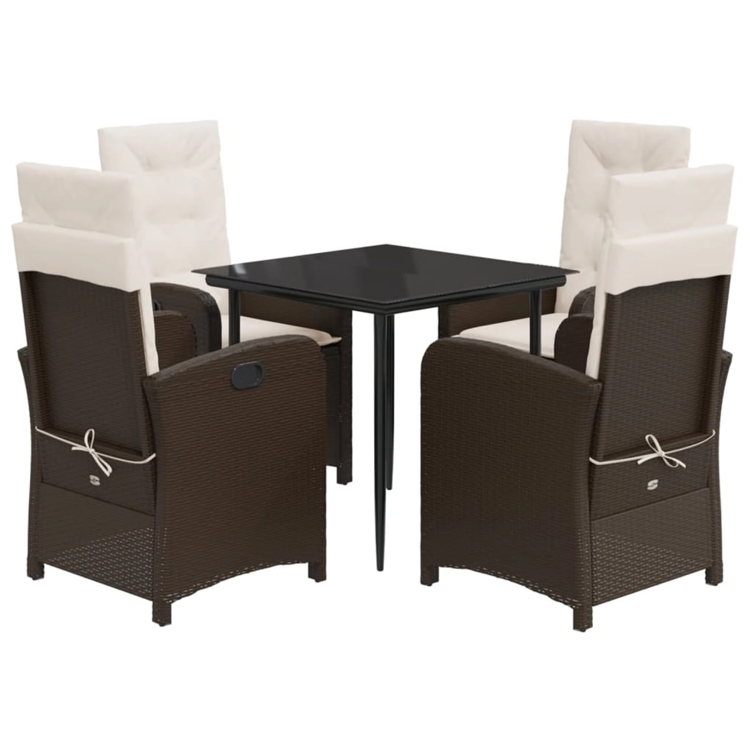 vidaXL 5-Tlg Garten-Essgruppe mit Kissen Braun Poly Rattan 3212331 günstig online kaufen