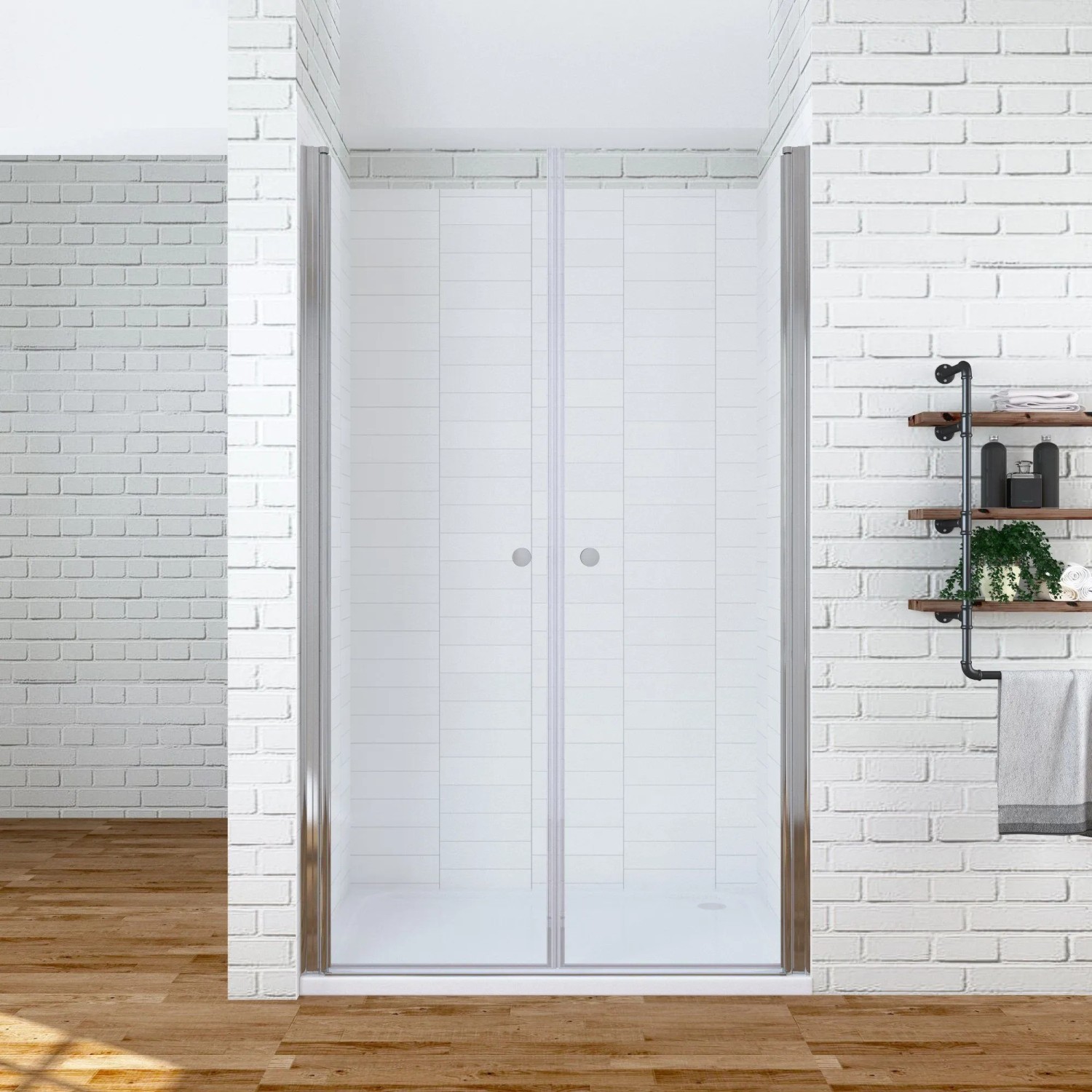 Aquabatos 140 x 195 cm Duschkabine Nischentür Duschtür Glas Schwingtür 6 mm ESG Sicherheitsglas Pendeltür für Dusche Glastür mit Nano Beschichtung_2