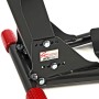 Detailaufnahme der Stema Radhalterwippe Stand Alone für Autoanhänger, mit rotem Handgriff und Acebikes Logo.