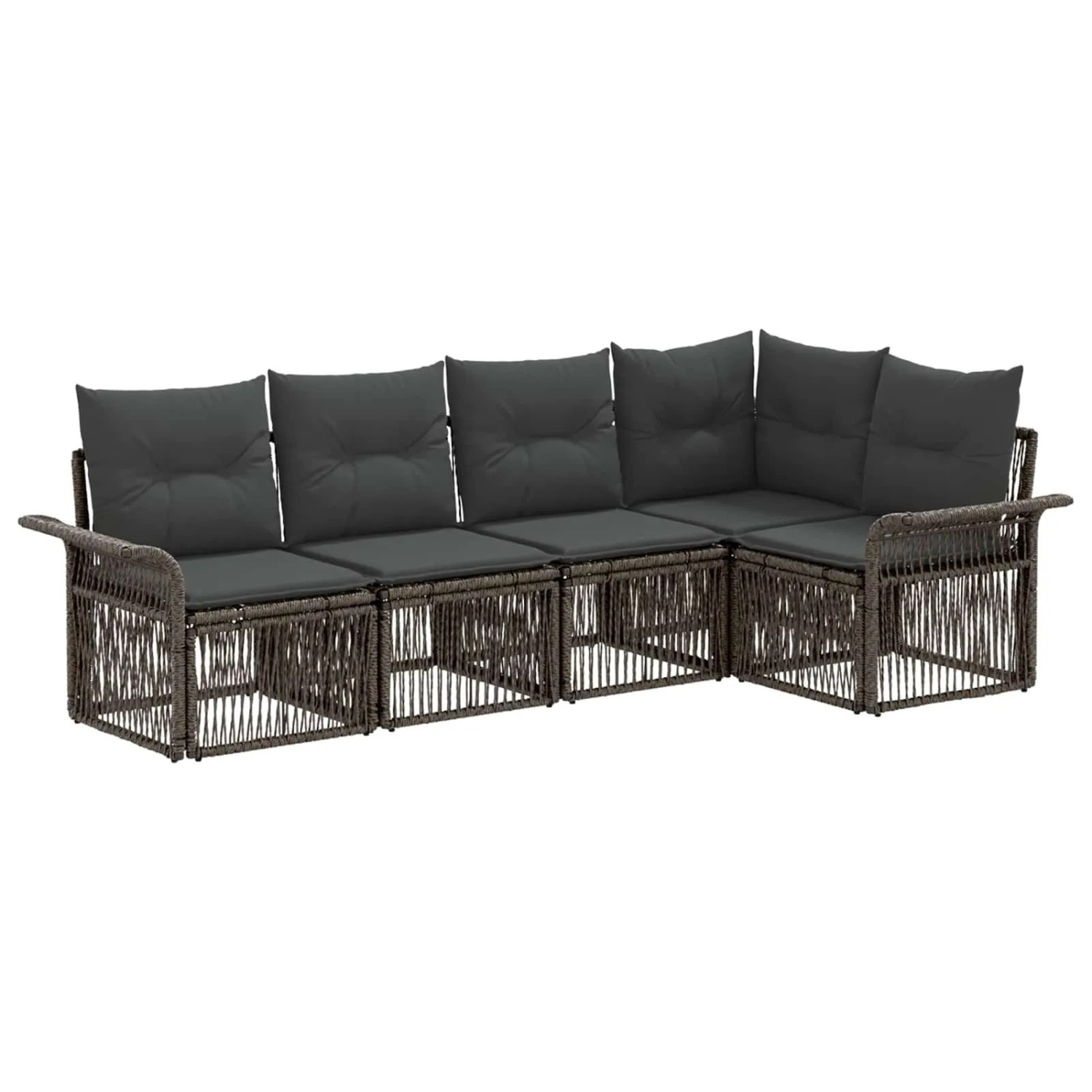 vidaXL Gartensofa-Set 5-Tlg Grau Poly-Rattan 3434828