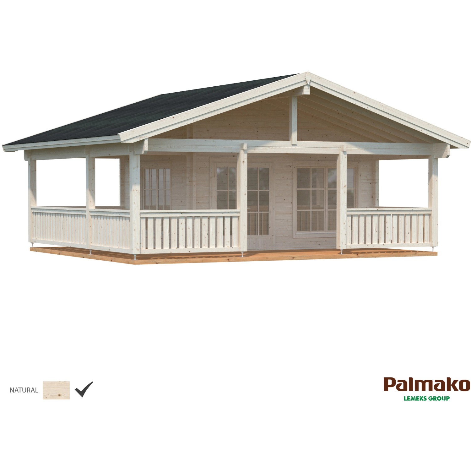 Palmako Agneta Holz-Gartenhaus Natur Satteldach Unbehandelt 520 cm x 400 cm