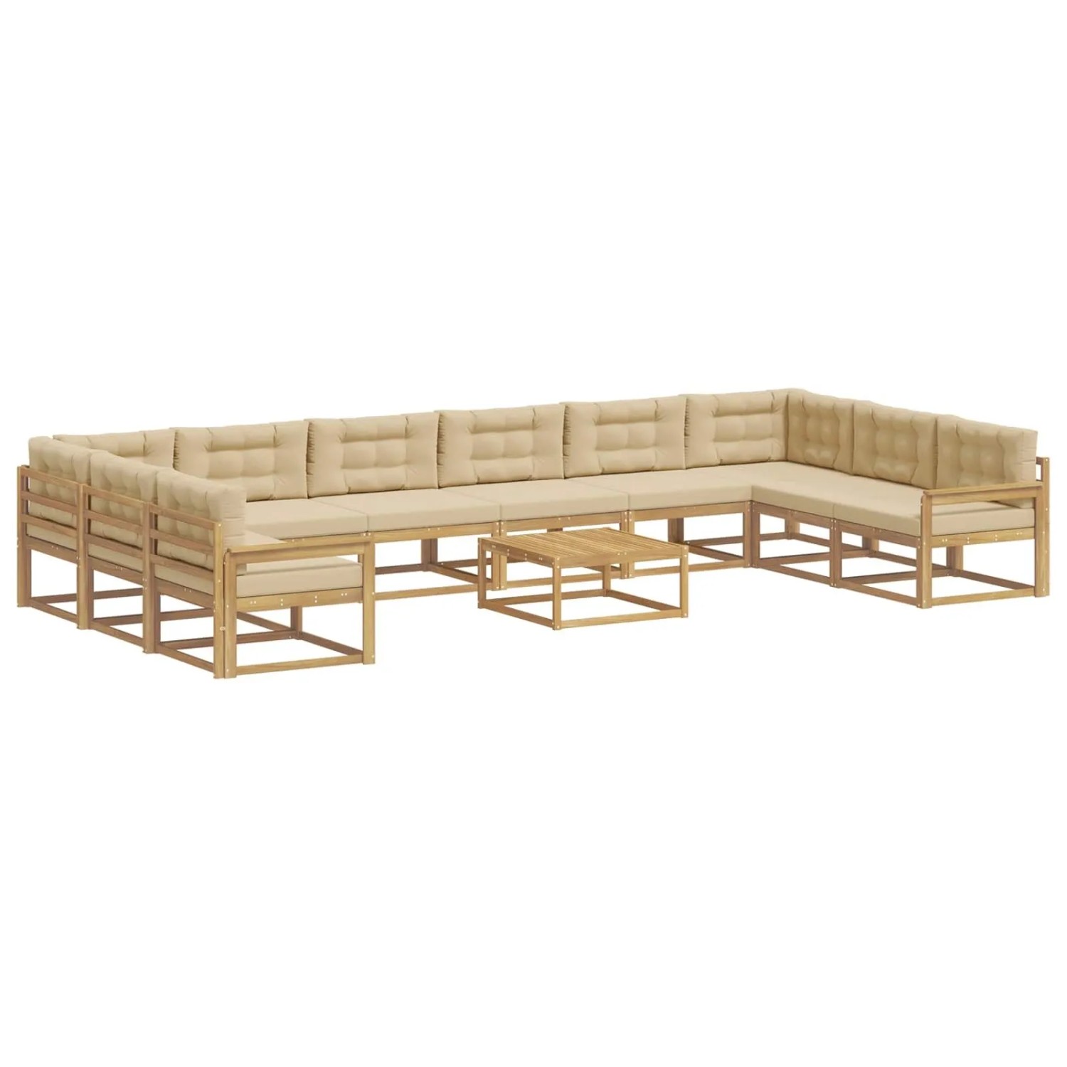 vidaXL Outdoor-Sofagarnitur mit Kissen 11 Stk Weiß und Beige 3387132