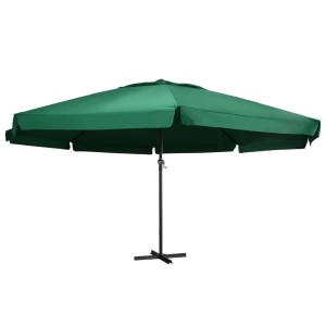 furnicato Sonnenschirm, 600 cm, Grün, mit Aluminium-Mast. Gartenschirm für Balkon und Terrasse.